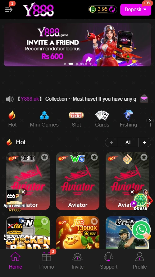 Y888 Game interface