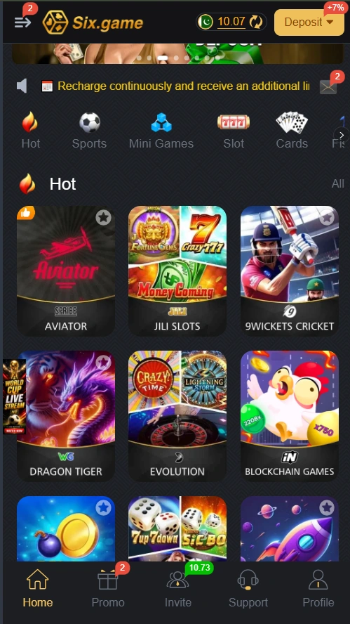 Six Game interface image