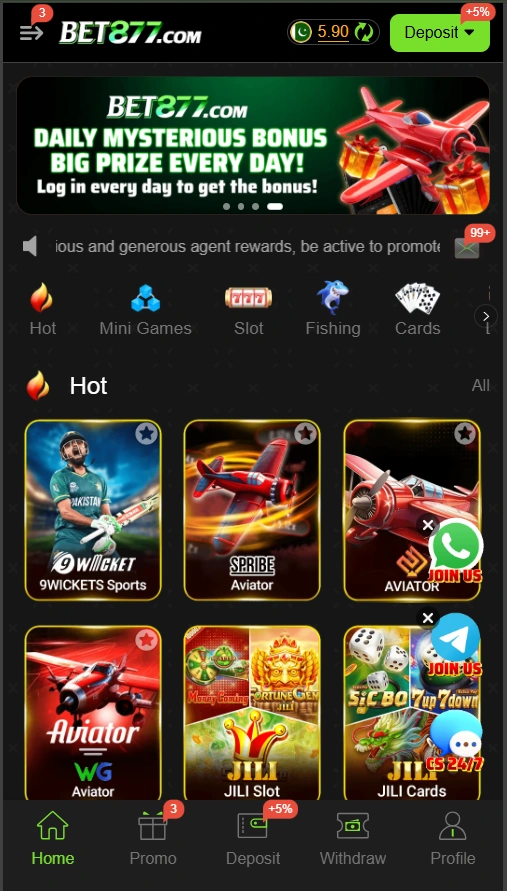 BET877 Game interface